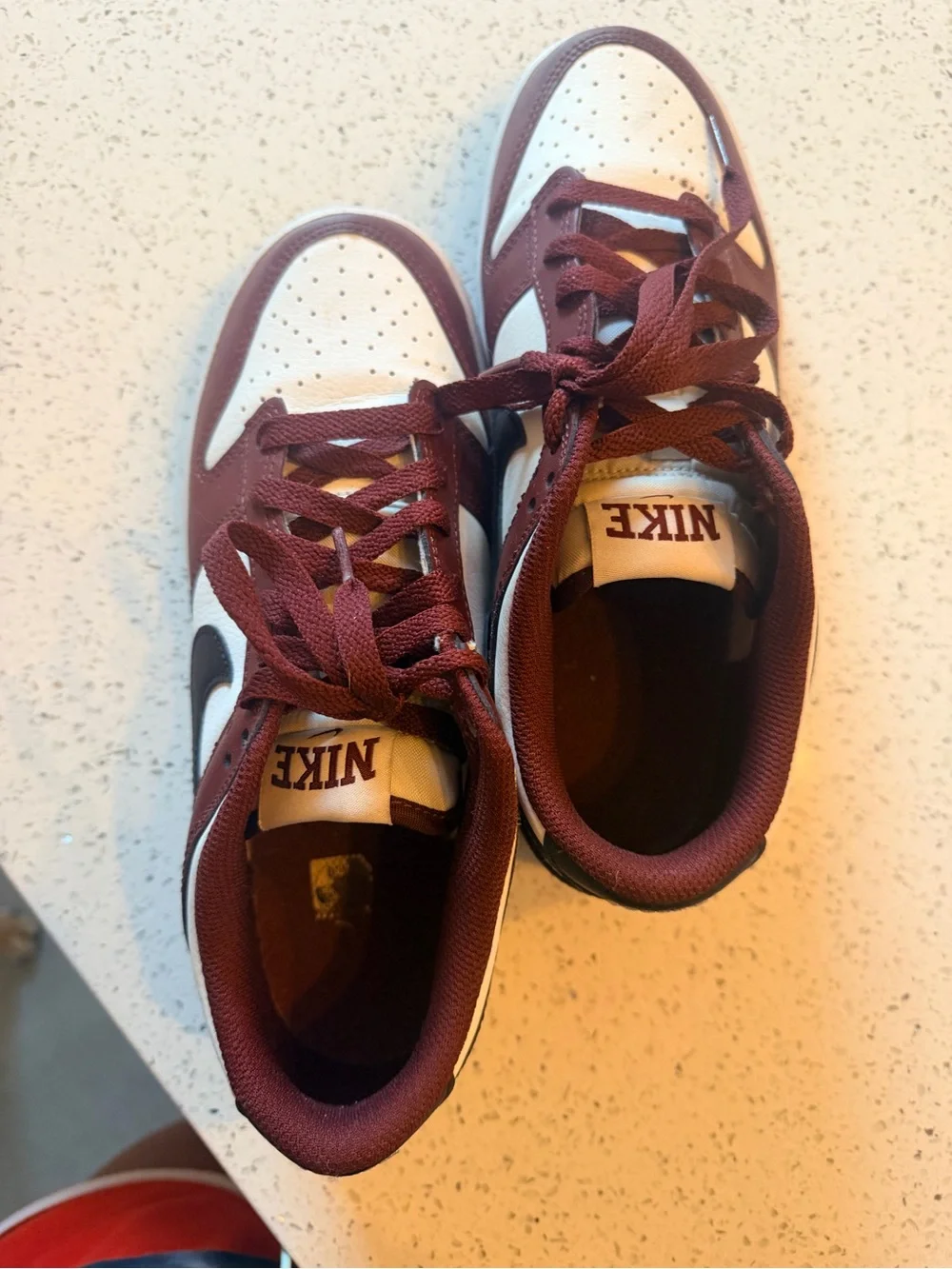 Women’s Maroon and White Nike Dunk  Sneakers